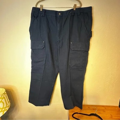 DULUTH TRADING CO men s navy blue Fire Hose relaxed fit cargo work pants 48