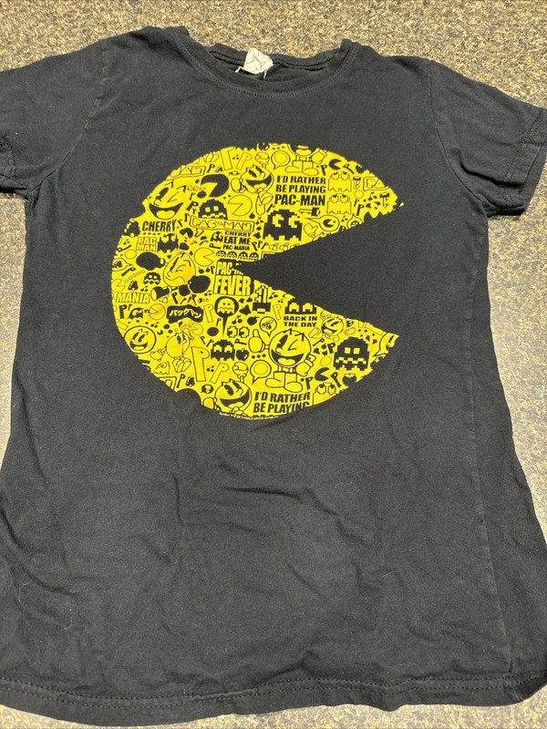 Pac Man T Shirt youth L Black Bay Island Sports Wear or Womens Small 2010