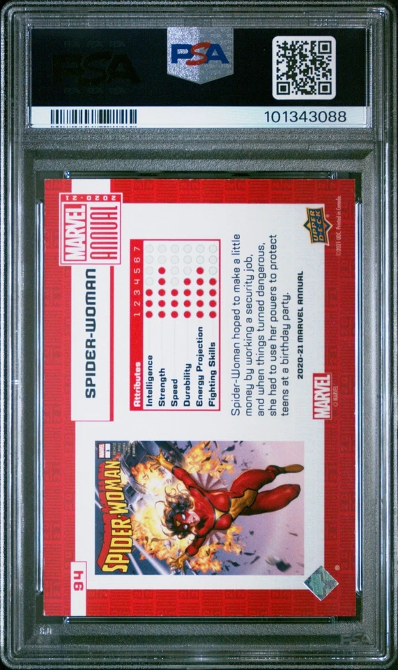 2020-21 UD Marvel Annual Foil Hologram 15/49 Spider-Woman #94 PSA 7 (POP 1) - Image 2 of 2