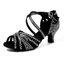 Latin dance shoes women with diamond middle heel dance shoes soft soled