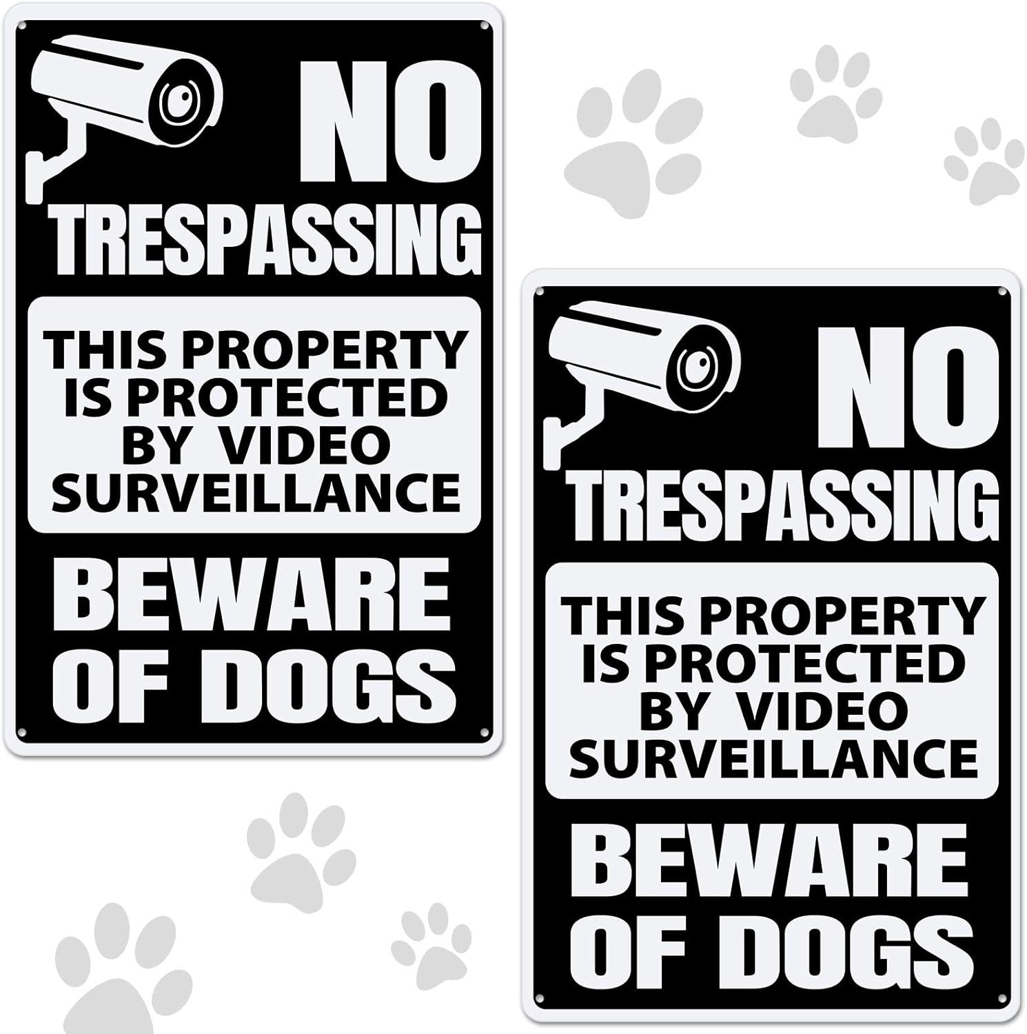 2 Pack Beware of Dog Sign for Fence 12 X 8 Inch No Trespassing Sign Warning Meta