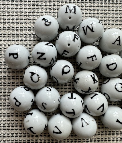 Ceramic Porcelain Apx 1.25 in White Alphabet Letter Ball U Choose! Wedding Vase - Picture 3 of 5
