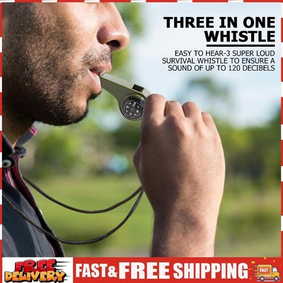 Emergency Survival Whistle 3-in-1 Safe Shrill Loud with Compass and Thermometer 
