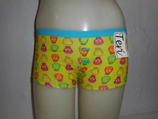 Teri Lingerie Boyshort Panties Neon Green Skulls Cotton Small NEW Halloween 