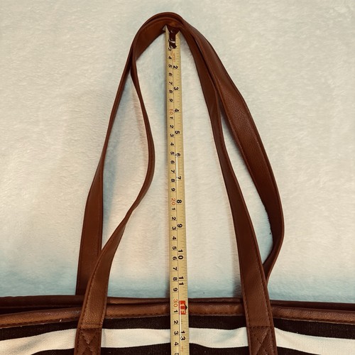 Beuteltasche 22 Zoll schwarz weiß Streifen Strand Canvas gefüttert Reißverschluss - Bild 8 von 12