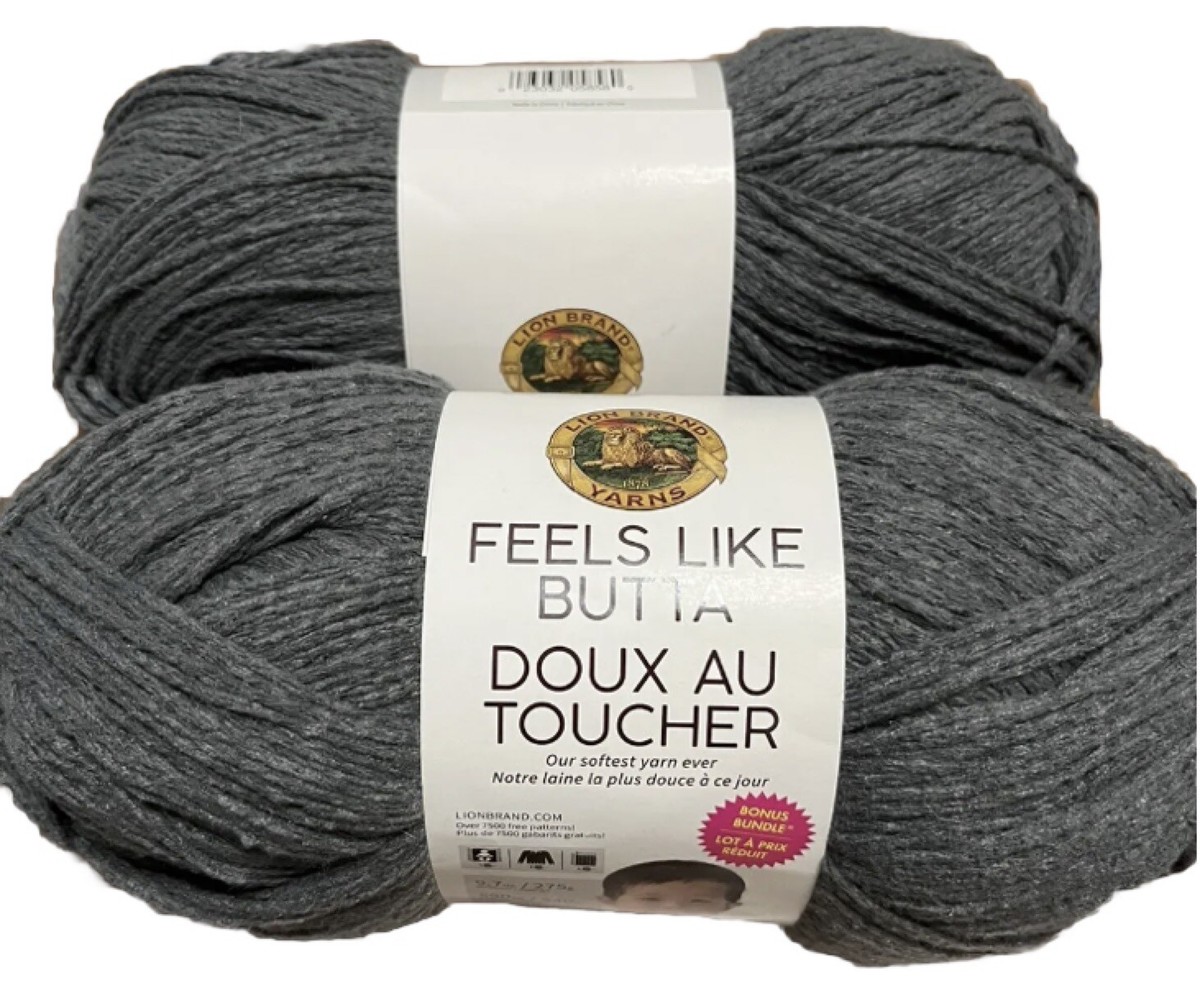 Lion Brand Feels Like Butta 2-COUNT-BONUS-SKEINS Charcoal