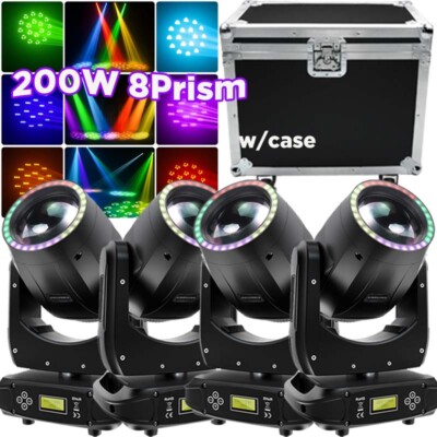 200W LED Moving Head Light RGBW Gobo Beam Stage Spot Lighting DJ Disco DMX+Case