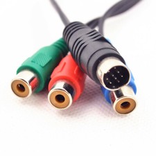 9 PIN S-Video Male to 3 RCA Female RGB TV HDTV Adapter Cable Cord S Video Plug