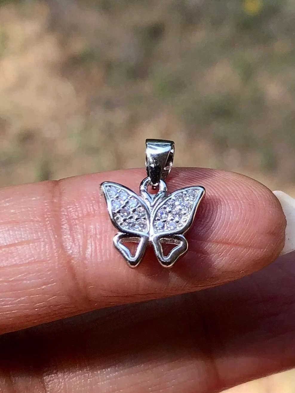 925 Sterling Silver BUTTERFLY Charm Pendant Cz Small Minimal Jewelry High Polish