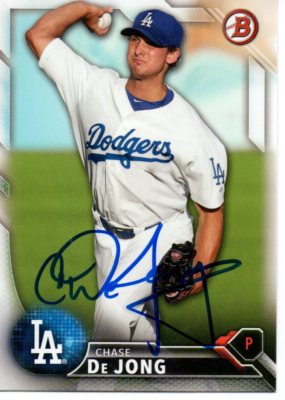 Chase DeJong Los Angeles Dodgers 2016 Bowman Signed Card