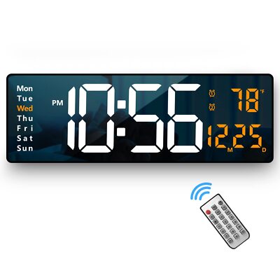 Digital Wall Clock Large Display, 16.2 Inch , LED Digital Clock with Remote Cont