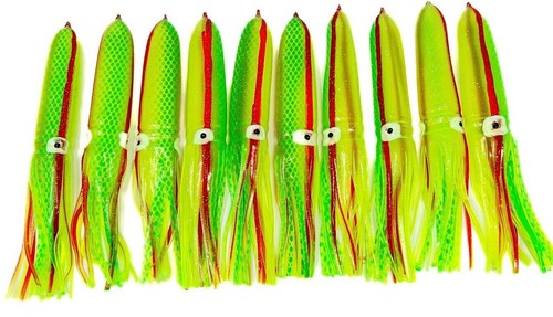 Fishing Guru Tackle’s Shell Squid Trolling Squid Skirt Bulb Squid 9inch 10pack - Picture 3 of 10