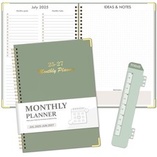 24 Month Planner 2025 2027, Hardcover July To June, Green
