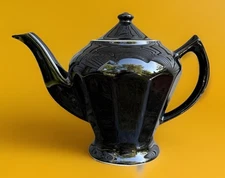 Hall China Co. Albany Teapot Black USA 1950s Midcentury Modern