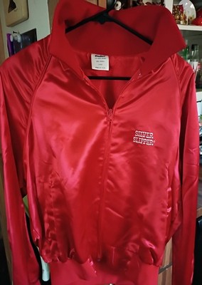 VTG Silver Slipper Las Vegas Jacket - Red Satin Bomber Early 80's Retro Zipper 