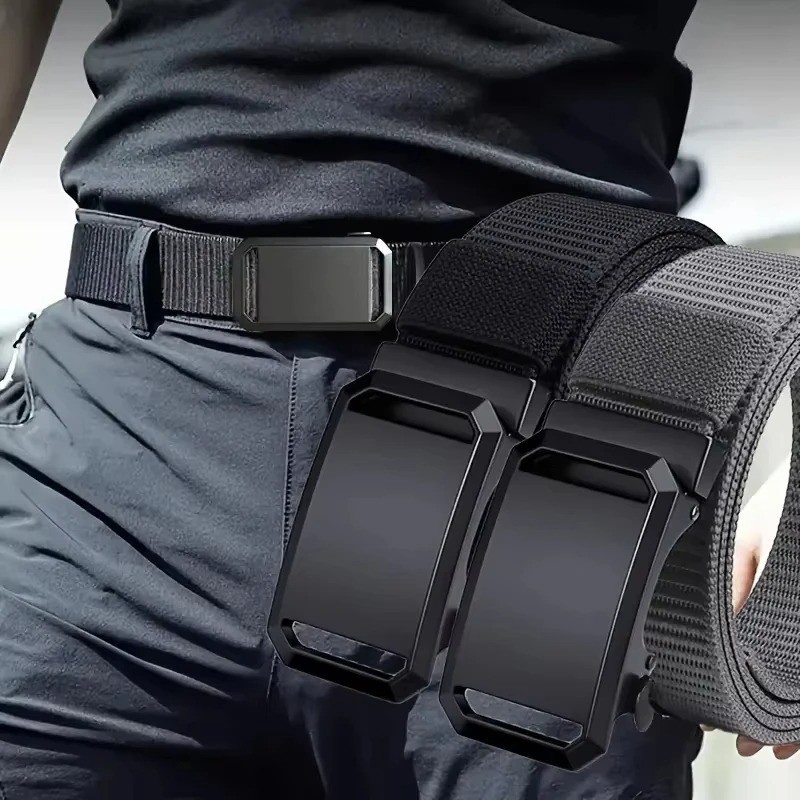Cinturón táctico militar de lona para hombre hebilla automática informal ropa de trabajo cinturón