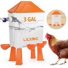 Automatic Chicken Waterer 3 Gallon  Float-Control Poultry Waterer, Hanging/S...