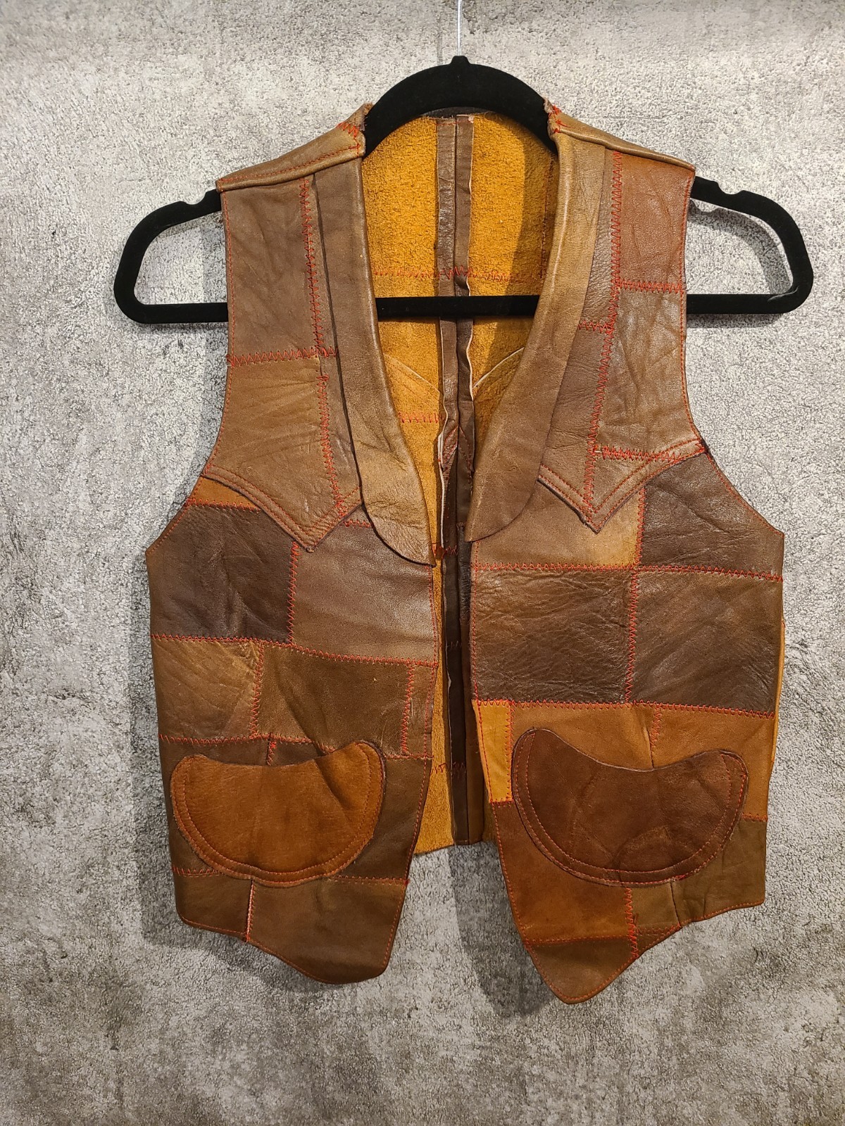 True Vintage Real Leather Patchwork Quilt Festiva… - image 1