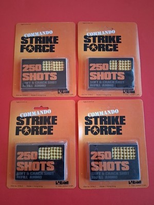 1986 Commando Strike Force 250 Shots Soft & Crack Shot Refill Ammo Larami 4 Pack