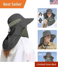 UPF 50 Adjustable Sun Hat with Detachable Neck Flap for Outdoor Adventures