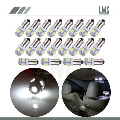 20PCS T11 BA9S 5-5050-SMD LED White Light Bulb Car 12V Lamp T4W 3886X H6W 363 53