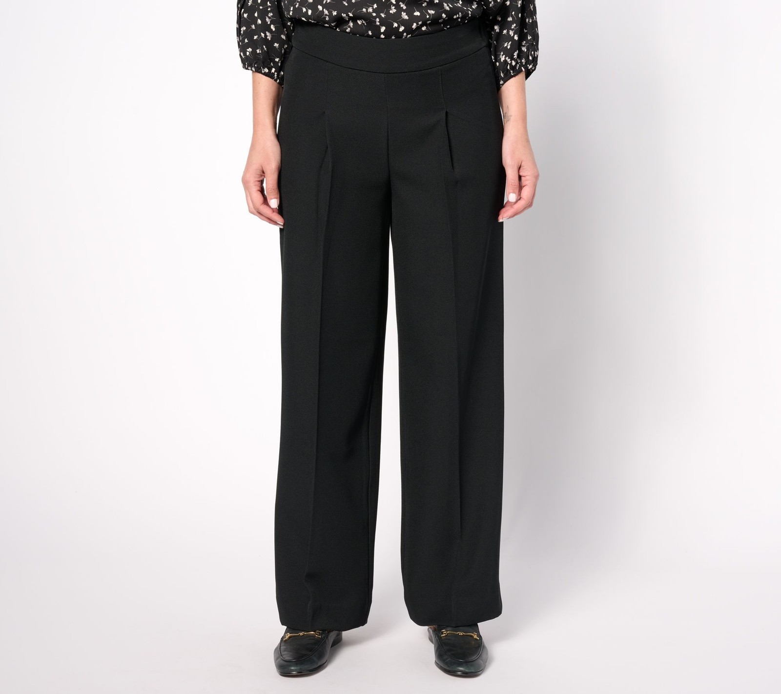 Isaac Mizrahi Live! Women's Pants Sz M Regular Timeless Twill Blk/Blue A609795