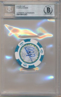 CHARLIE SHEEN SIGNED AUTOGRAPH LAS VEGAS POKER CHIP BGS AUTHENTIC AUTO BAS SP