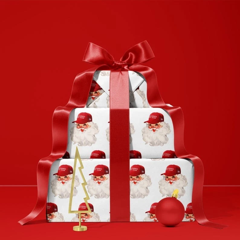 Vintage Santa Christmas Wrapping Paper, Funny Holiday Gift Wrap Roll - Image 3 of 4