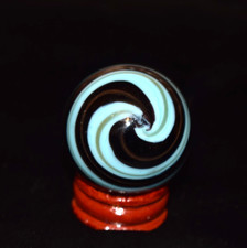      Goldstone Spirals Handmade Art Marble   Jumbo size 1.500"