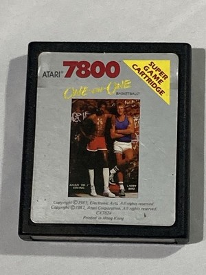 Atari 7800 One on One Basketball Larry Bird vs Dr. J Game Cartridge Tested VGC