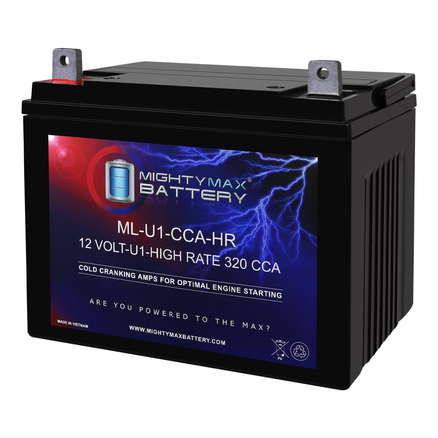 Mighty Max ML-U1-CCAHR 12V 320CCA Battery for JohnDeere 32 300CCA Lawn Mower