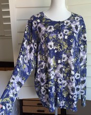 Talbots Plus Cardigan Women Plus 3X Purple Floral 100 Cotton CottageCore