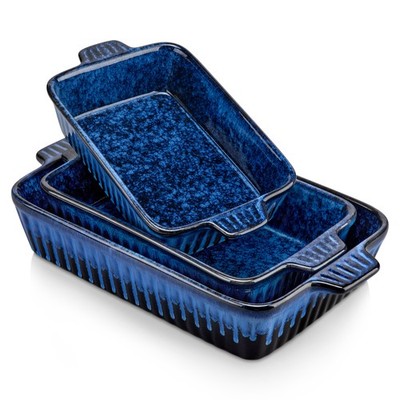 vancasso Stoneware Baking Dish with Handles Blue / Green Casserole Dish Set of 3