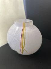 Vintage Kosta Boda Bertil Vallien White Rainbow Vase  Swedish Art Glass
