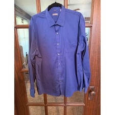 Van Heusen Traveler Mens XL Blue Pinstripe Button Down Long Sleeve Shirt 17-17.5