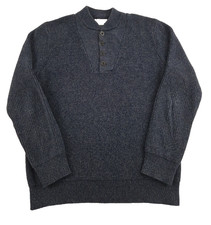 Eddie Bauer Mens Sweater Ribbed Henley Blue Size Large Tall