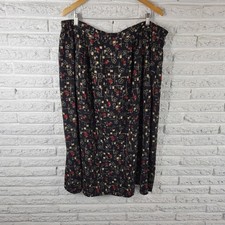 Sag Harbor Skirt 2X Womens Multicolor Floral Midi Pencil Pull On Elastic Waist