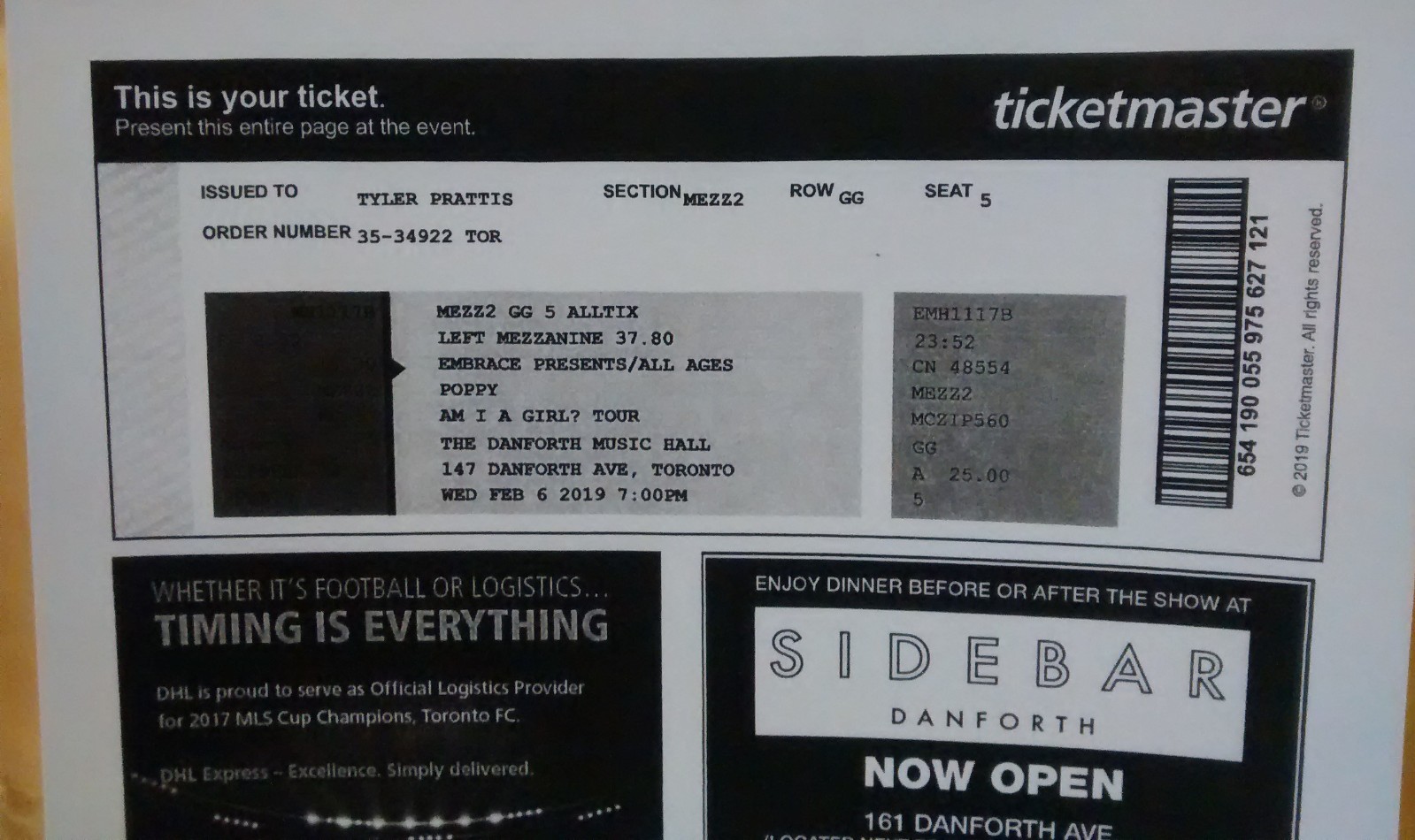 Poppy reprint ticket am i a girl tour toronto feb 6 2019!