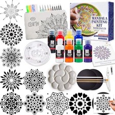 Mandala Painting Kit, 46 Piece Set with Paints, Stencils, Dotting Tools