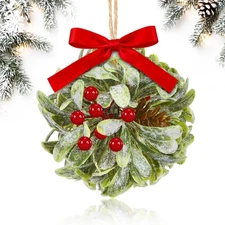 Mistletoe Kissing Ball, Artificial Mistletoe Christmas Decor Hanging Kissing ...