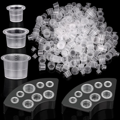 Tattoo Farbkappen Cups Kunststoff Ink Caps 300 Stück Zubehör Pigment Halterungen