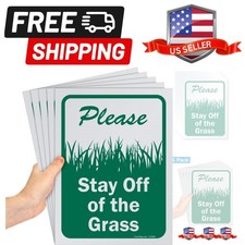 Pack of 5 12 x 9 inch  Please Stay Off The Grass  Sign, Screen Printed, 10 mi...