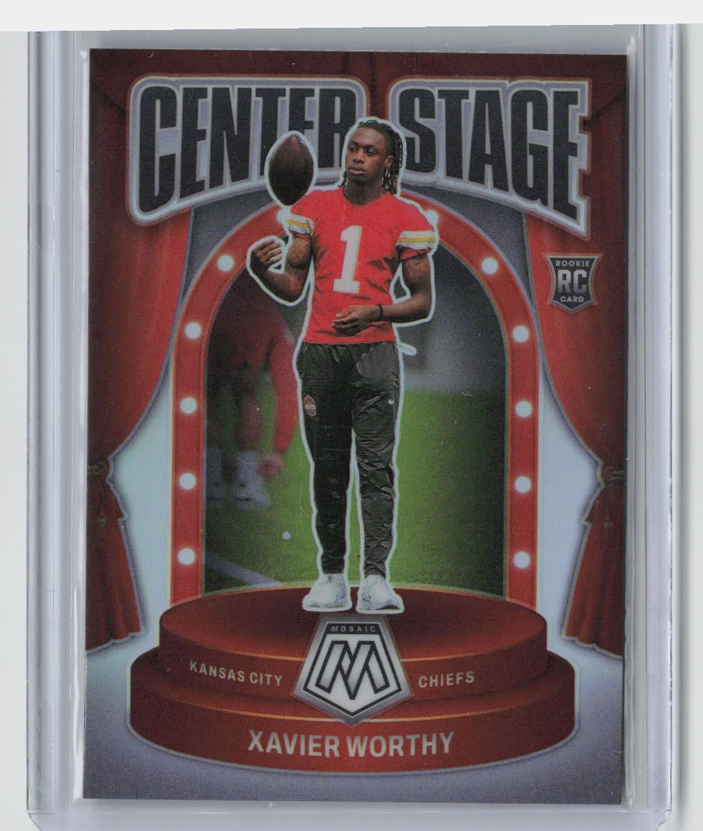 2024 Panini Mosaic #5 Xavier Worthy Center Stage Silver