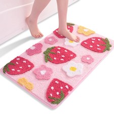 Pink Bathroom Rugs Cute Strawberry Flower Bath Mat Bathroom Accessories Funny...