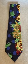 GIANNI VERSACE Vintage Baroque Silk Neck Tie 57" X 3 3/4" Hand Made In Spain
