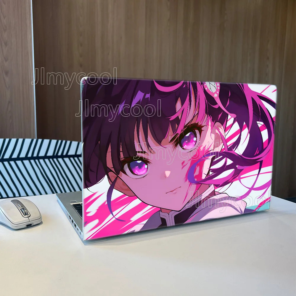 Pink Anime Girl Vinyl Laptop Stickers