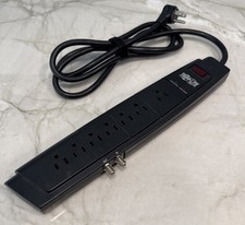 Tripp Lite 7 Outlet Surge Protector Power Strip 6' Cord Right Angle Plug Coaxial