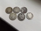 LOT OF 6 VINTAGE BARBER DIMES 90% SILVER 1901,1902,1903,1906,1907 AND 1910, WEAR