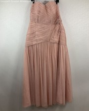 NWT Vera Wang White Women's Blush Pink Sweetheart Pleat Strapless Dress Size 22