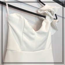 Selfie Leslie White Ruffle Cocktail Dress One Shoulder Party XS Size 6 US 4